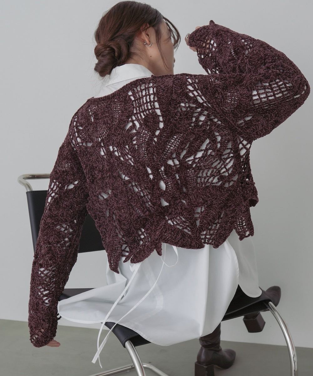 モールヤーンクロシェショートトップス