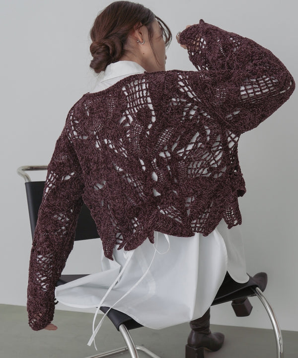 モールヤーンクロシェショートトップス