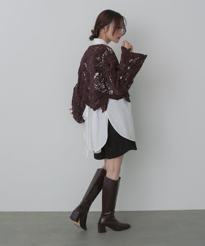 モールヤーンクロシェショートトップス