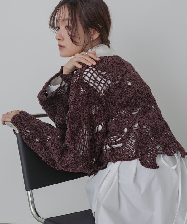 モールヤーンクロシェショートトップス