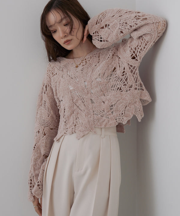 モールヤーンクロシェショートトップス