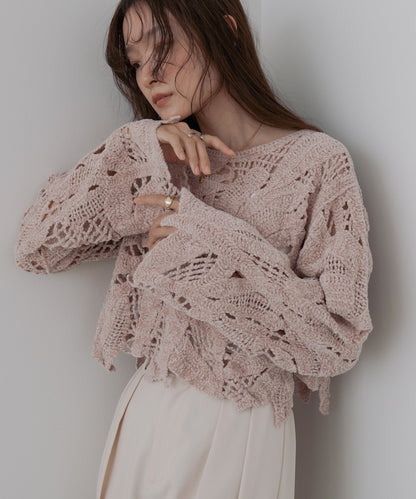 モールヤーンクロシェショートトップス