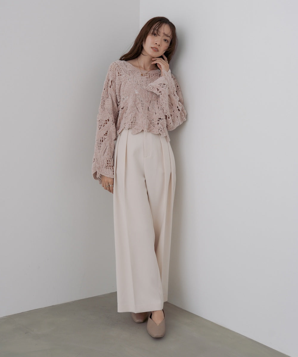 モールヤーンクロシェショートトップス