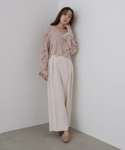 モールヤーンクロシェショートトップス