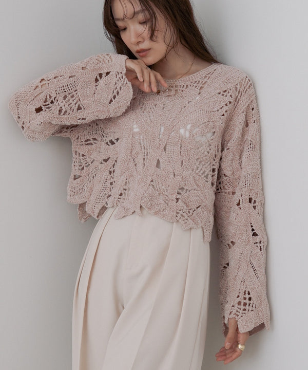 モールヤーンクロシェショートトップス