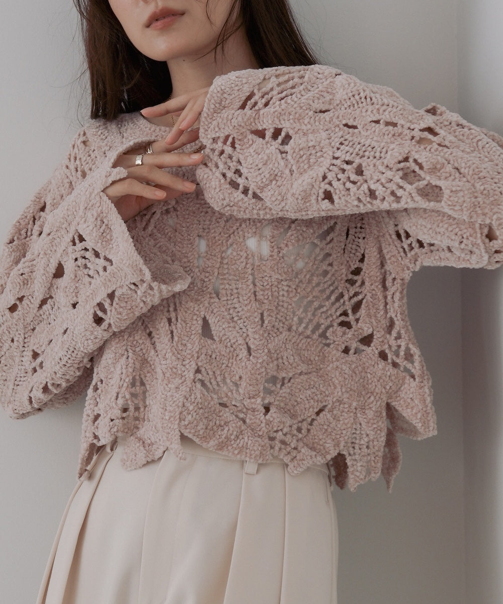 モールヤーンクロシェショートトップス