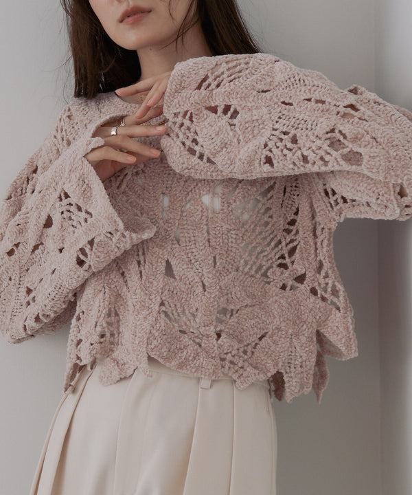 モールヤーンクロシェショートトップス