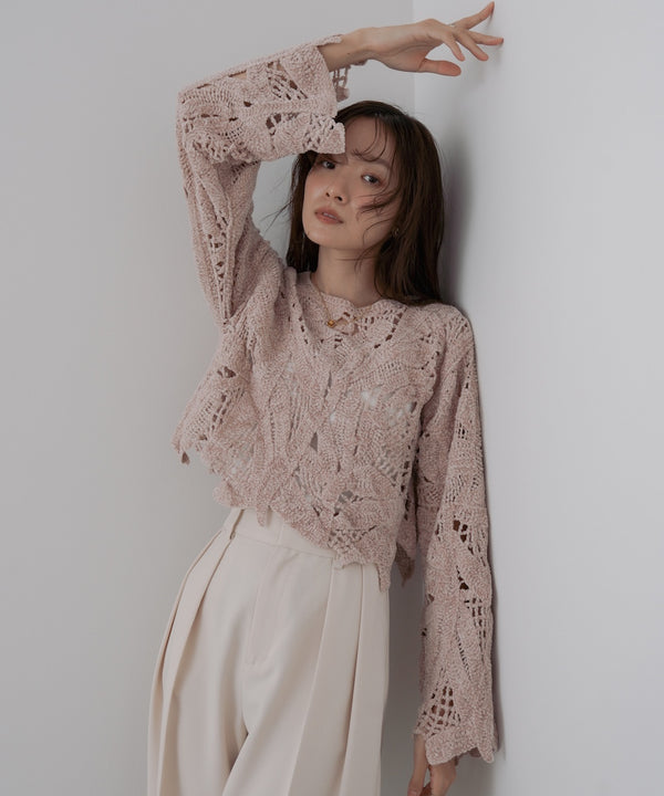 モールヤーンクロシェショートトップス