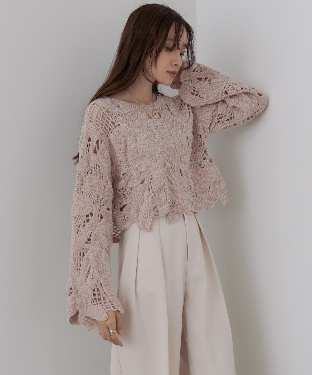 モールヤーンクロシェショートトップス