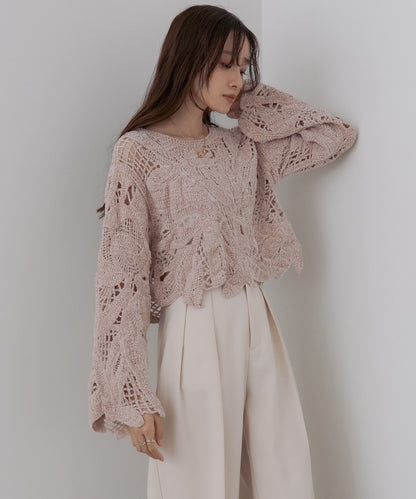 モールヤーンクロシェショートトップス