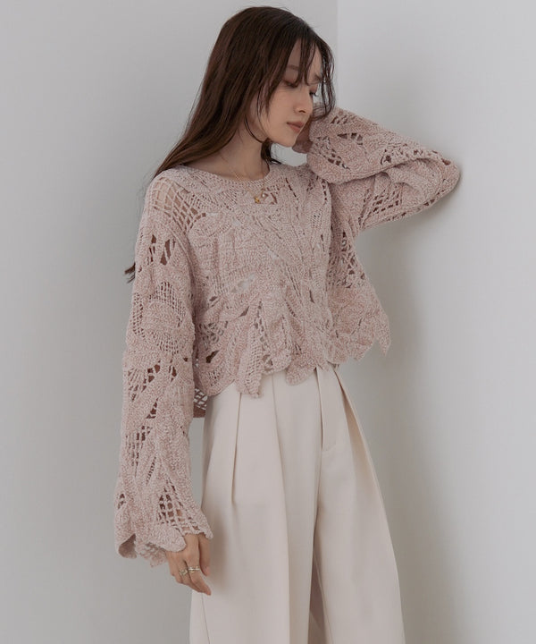 モールヤーンクロシェショートトップス