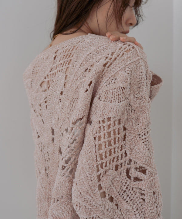 モールヤーンクロシェショートトップス