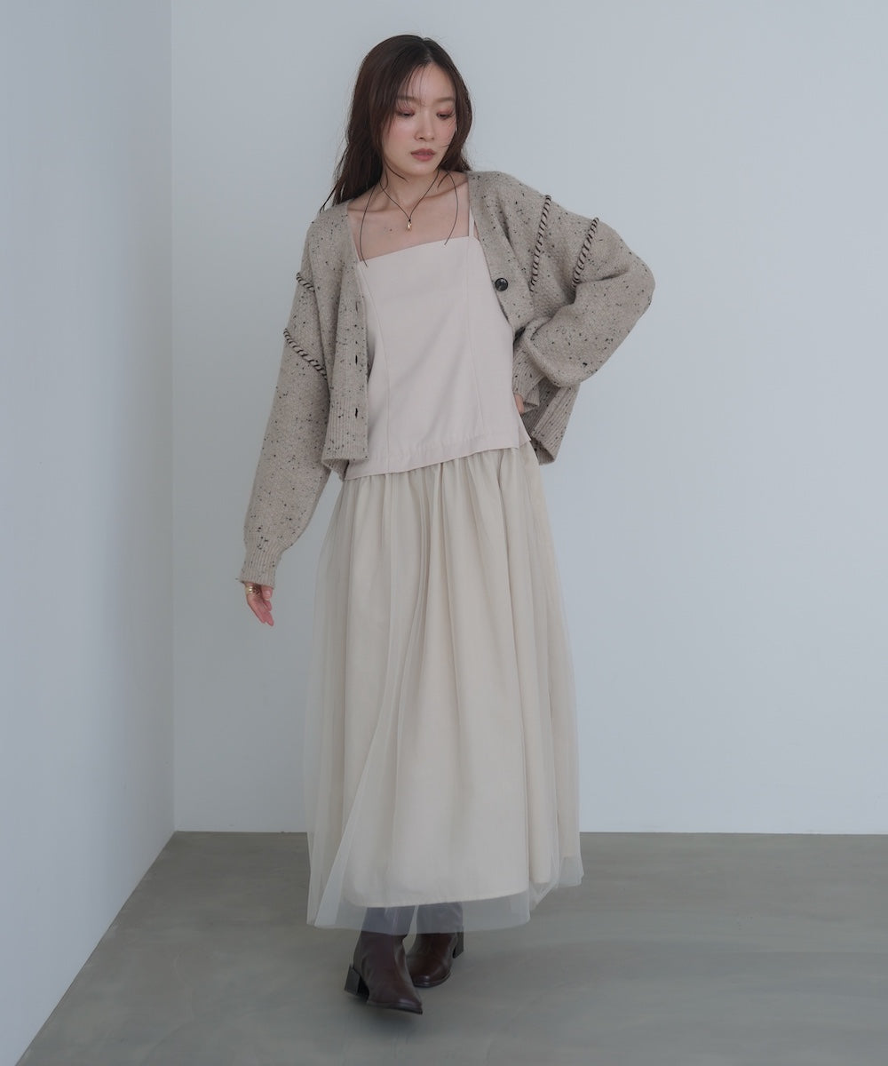 レイヤード風チュールキャミワンピース