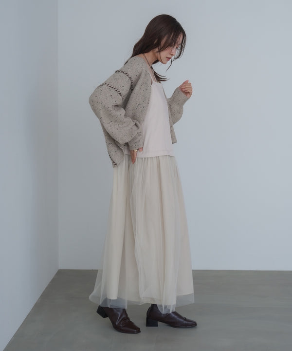 レイヤード風チュールキャミワンピース