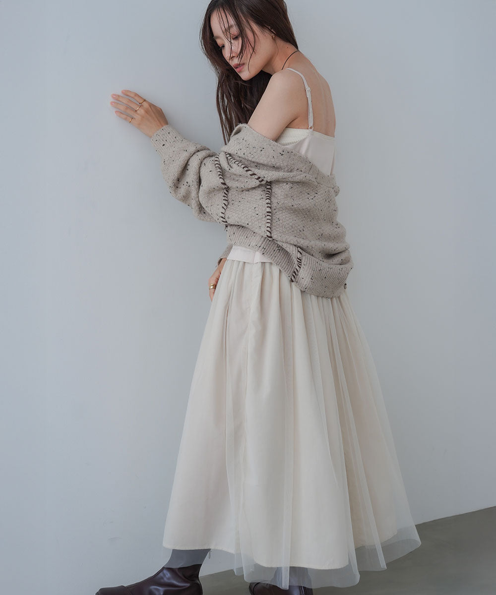 レイヤード風チュールキャミワンピース