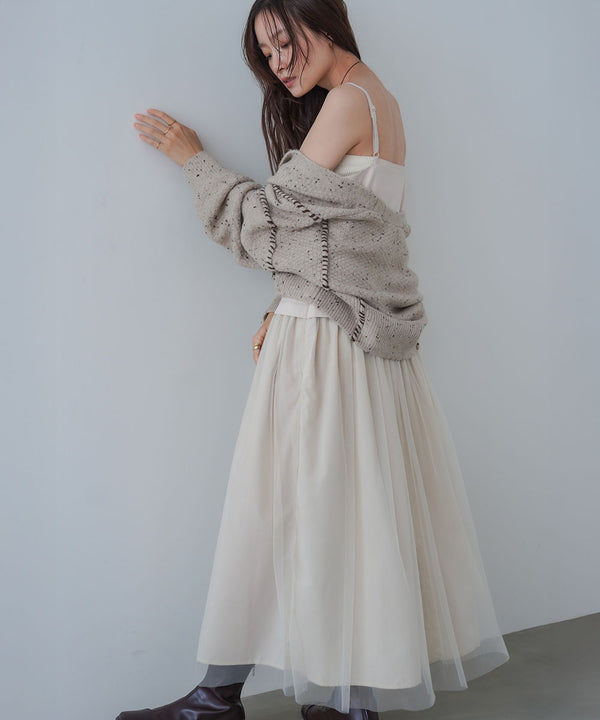 レイヤード風チュールキャミワンピース