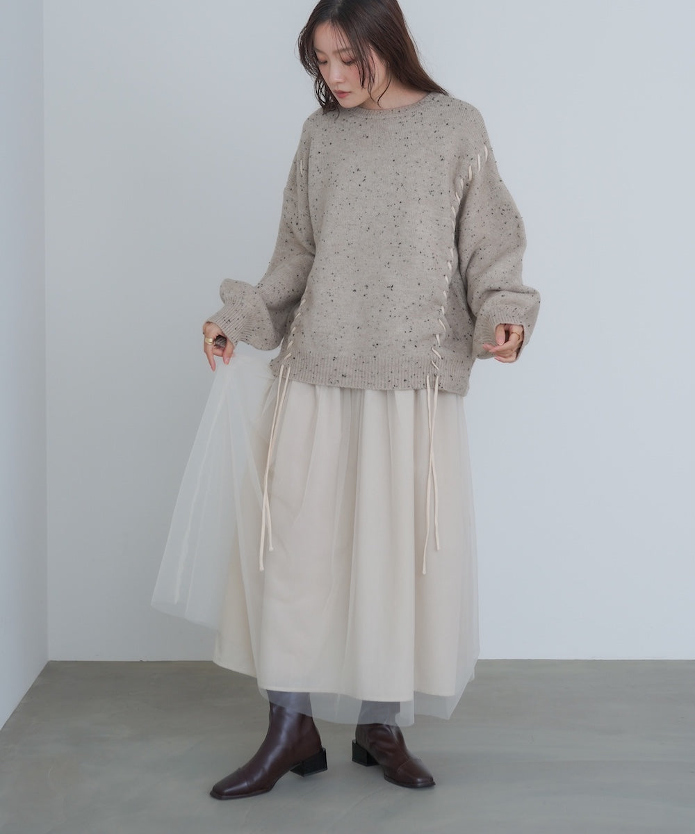 レイヤード風チュールキャミワンピース