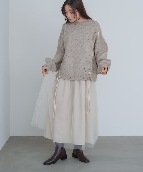 レイヤード風チュールキャミワンピース