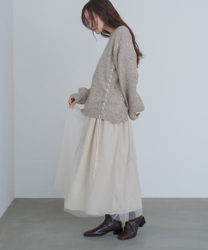 レイヤード風チュールキャミワンピース