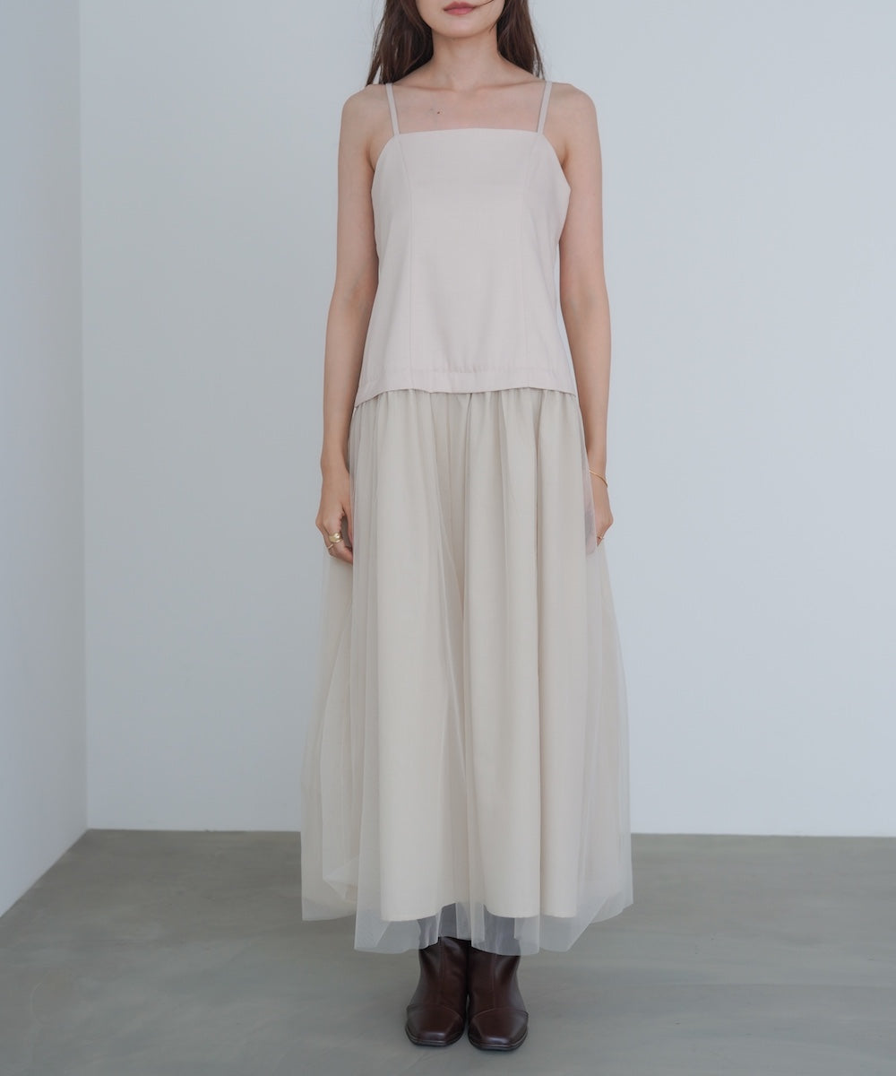 レイヤード風チュールキャミワンピース