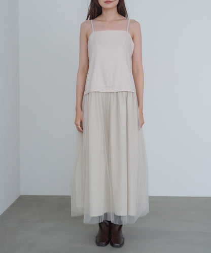 レイヤード風チュールキャミワンピース