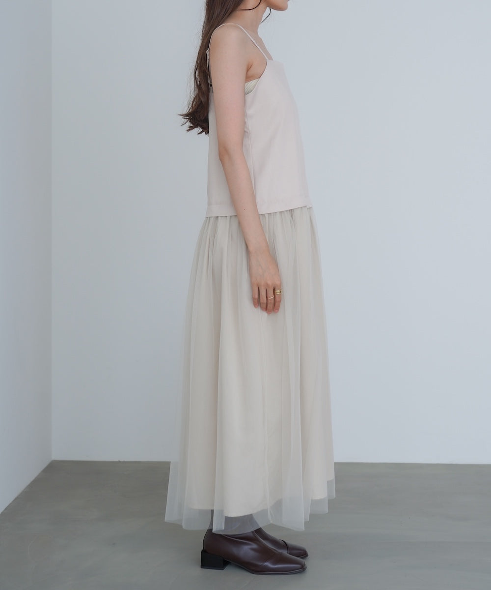 レイヤード風チュールキャミワンピース