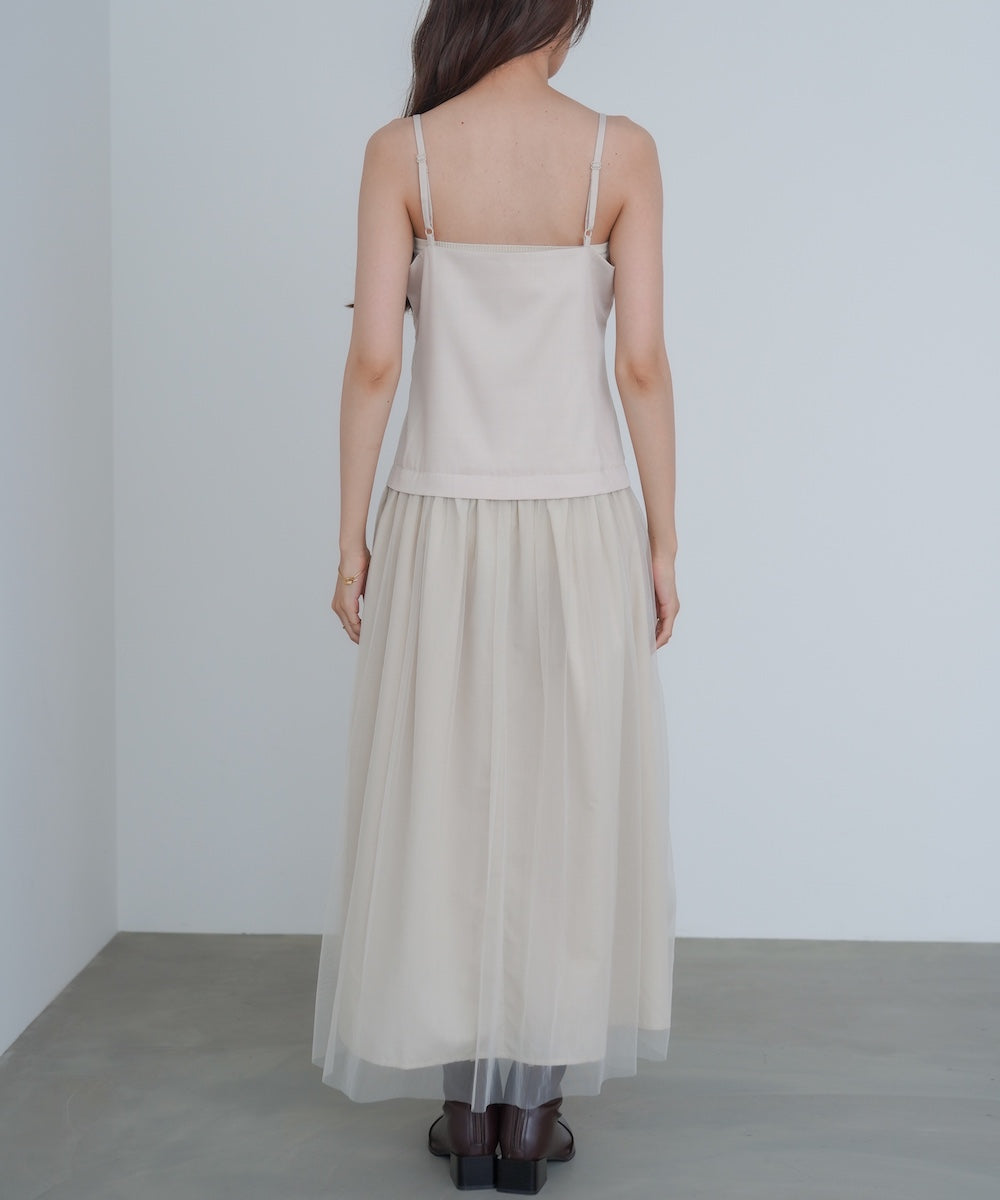 レイヤード風チュールキャミワンピース