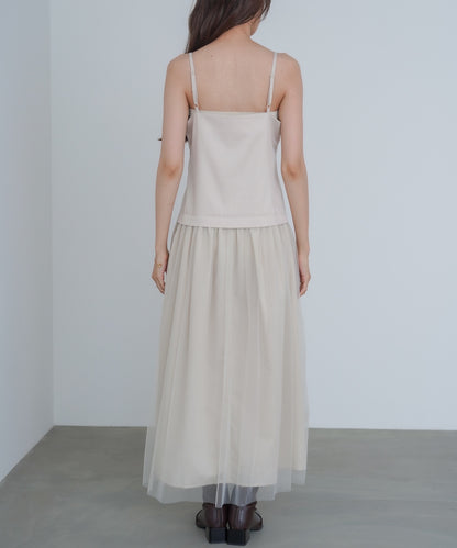 レイヤード風チュールキャミワンピース