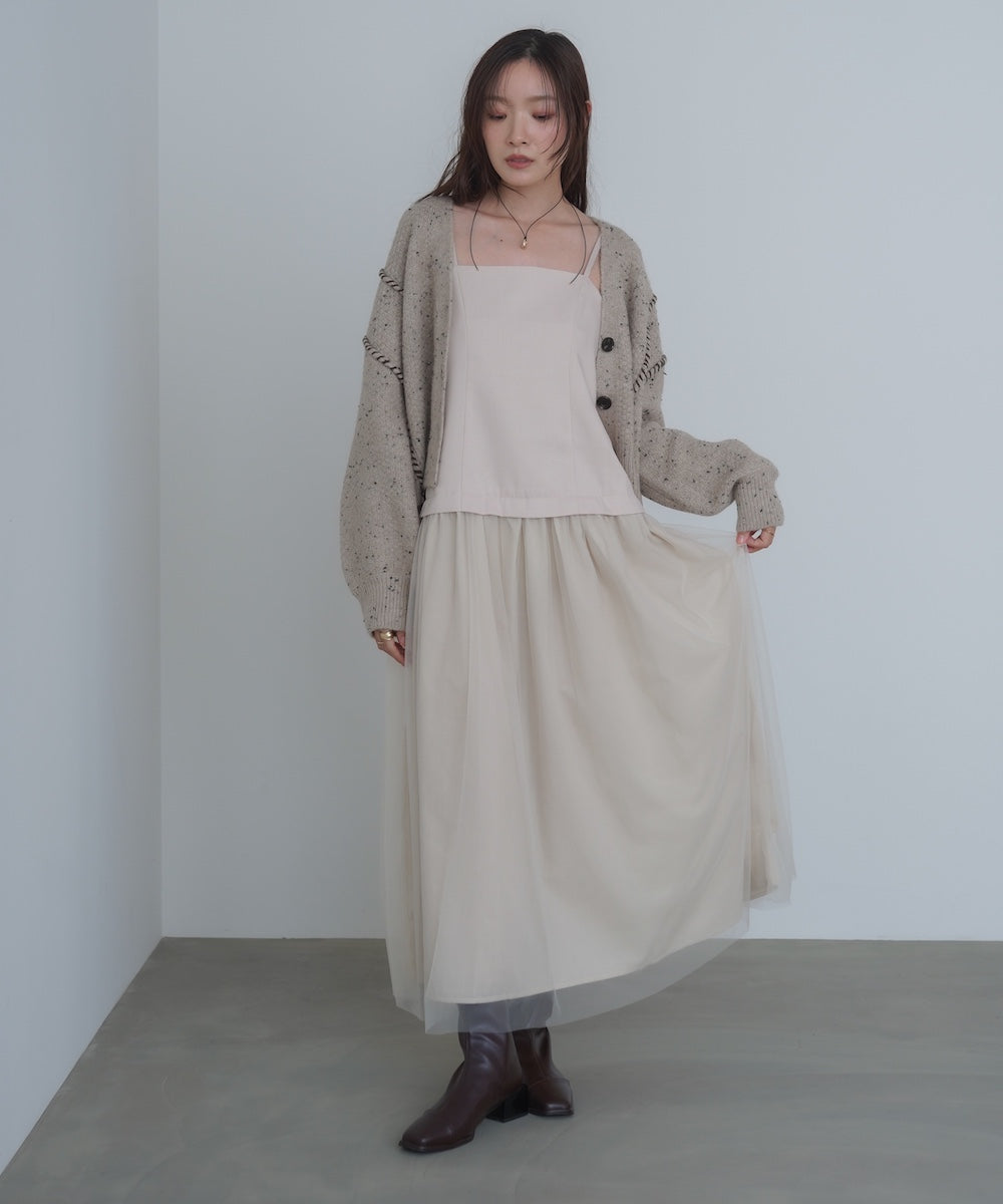 レイヤード風チュールキャミワンピース