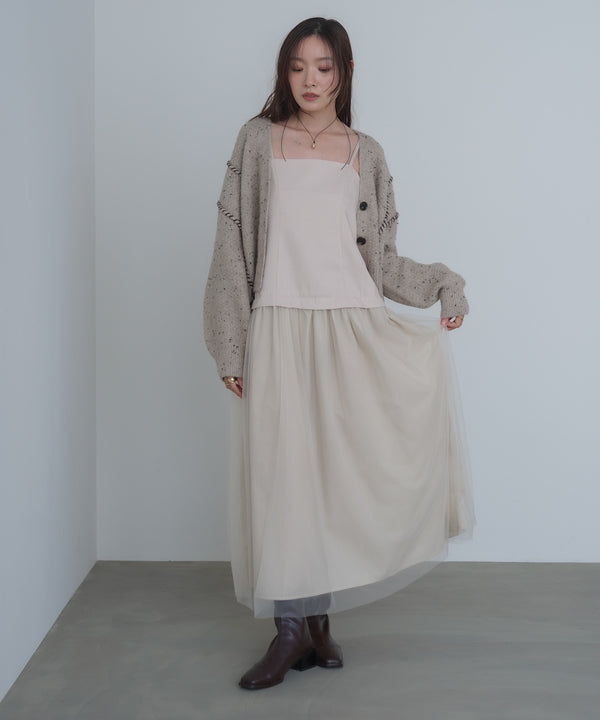 レイヤード風チュールキャミワンピース