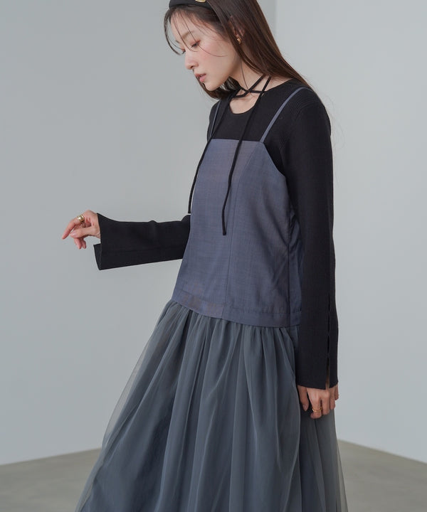 レイヤード風チュールキャミワンピース