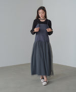 レイヤード風チュールキャミワンピース