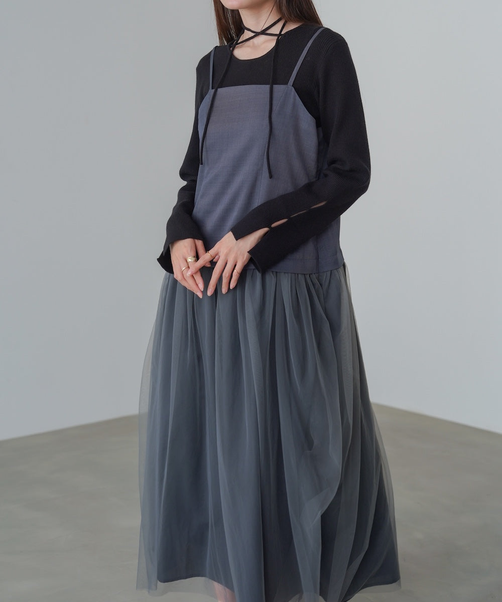 レイヤード風チュールキャミワンピース