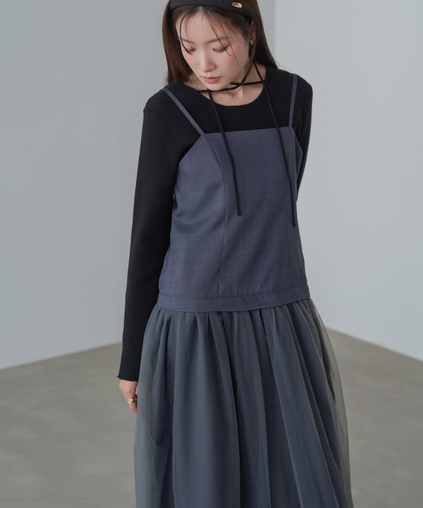 レイヤード風チュールキャミワンピース