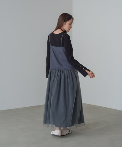 レイヤード風チュールキャミワンピース