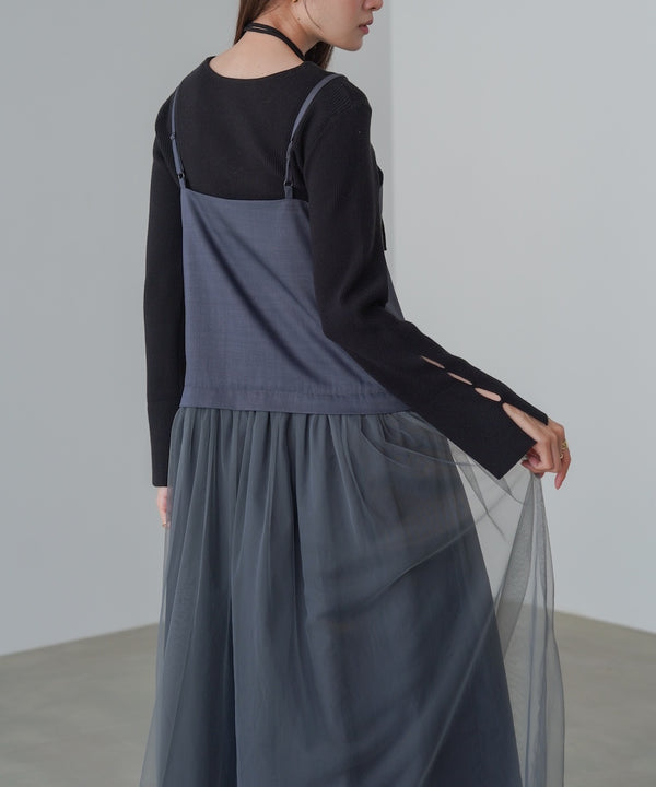レイヤード風チュールキャミワンピース