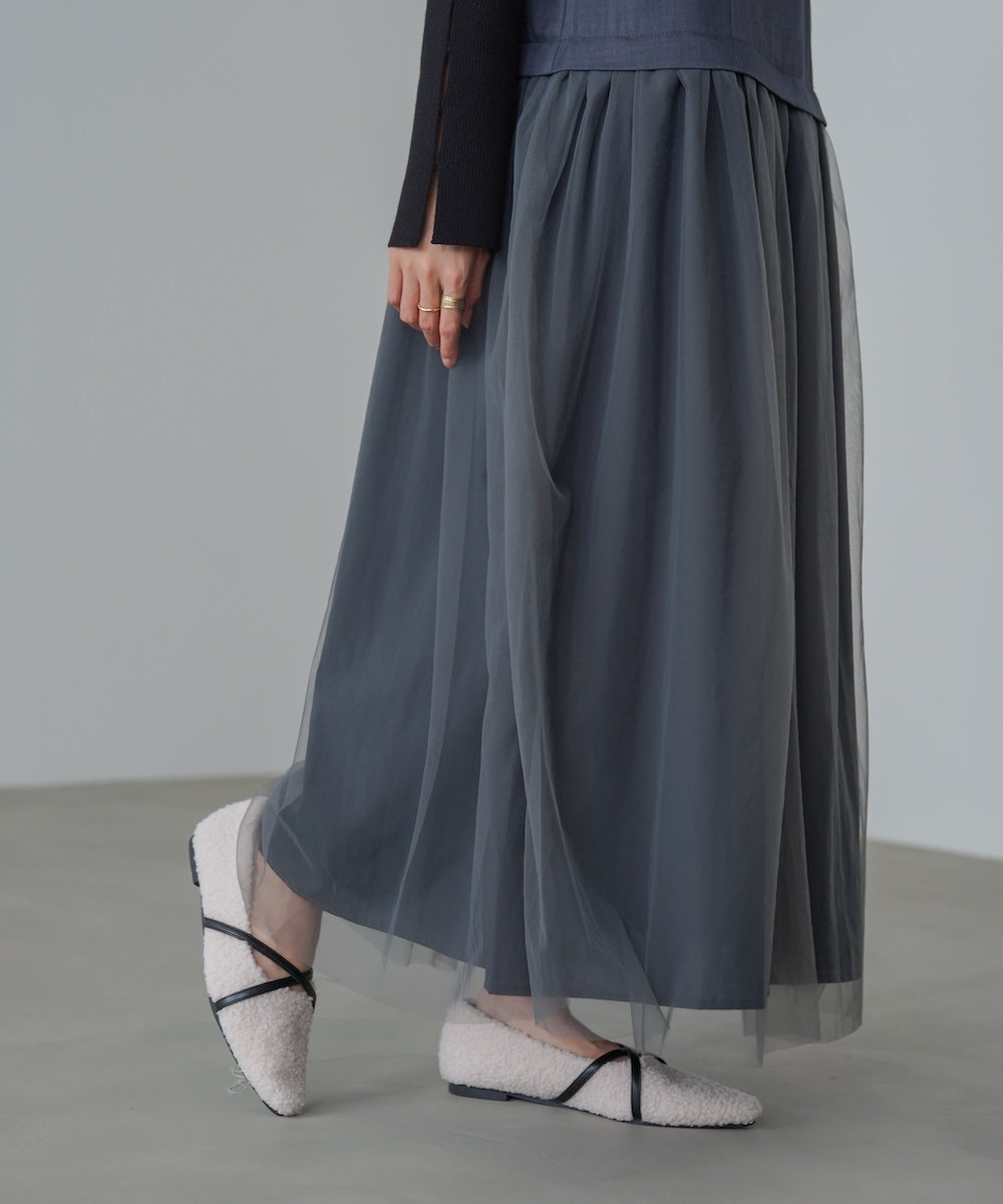 レイヤード風チュールキャミワンピース