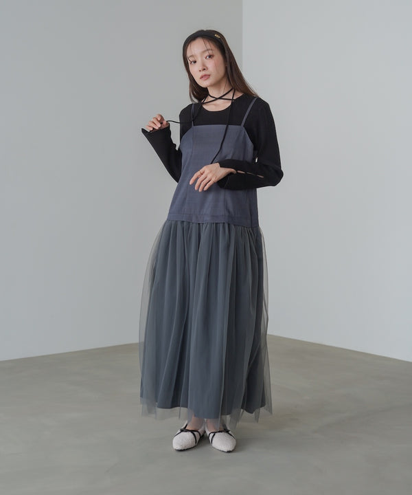 レイヤード風チュールキャミワンピース