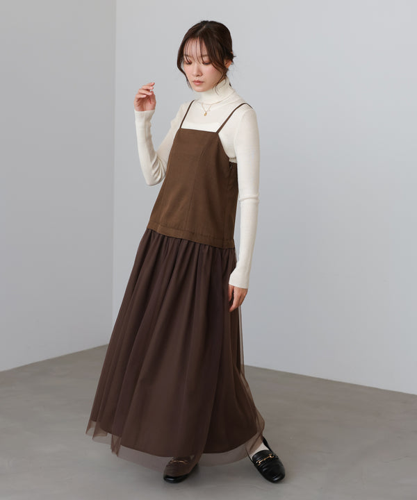 レイヤード風チュールキャミワンピース