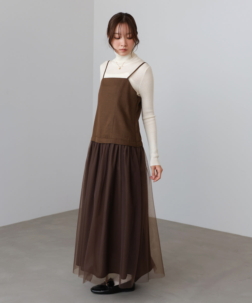 レイヤード風チュールキャミワンピース