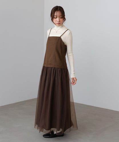 レイヤード風チュールキャミワンピース