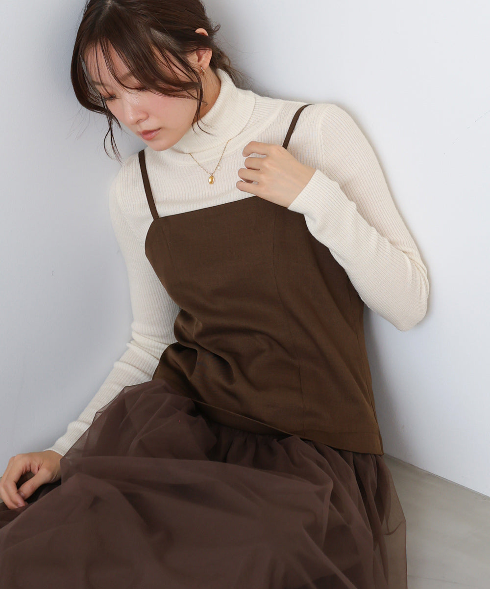 レイヤード風チュールキャミワンピース