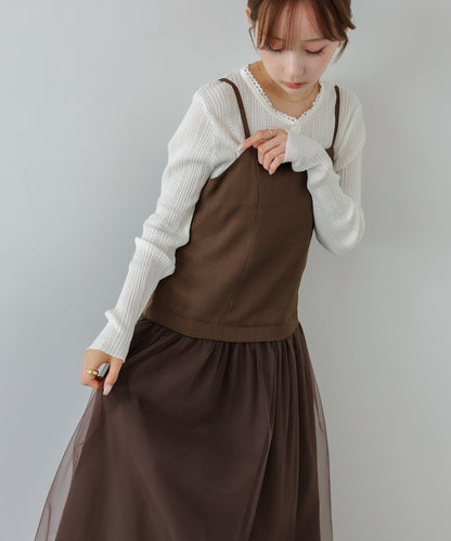 レイヤード風チュールキャミワンピース