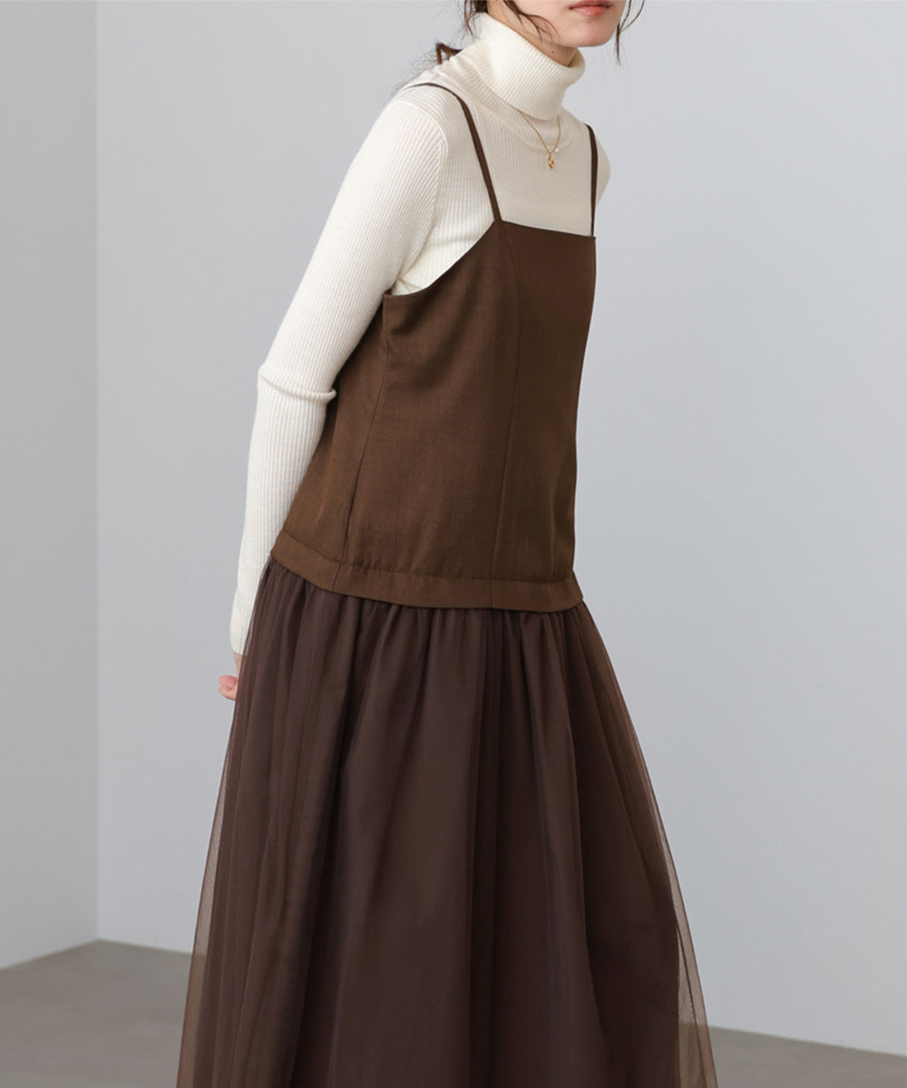 レイヤード風チュールキャミワンピース