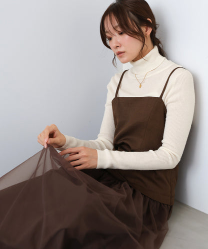 レイヤード風チュールキャミワンピース