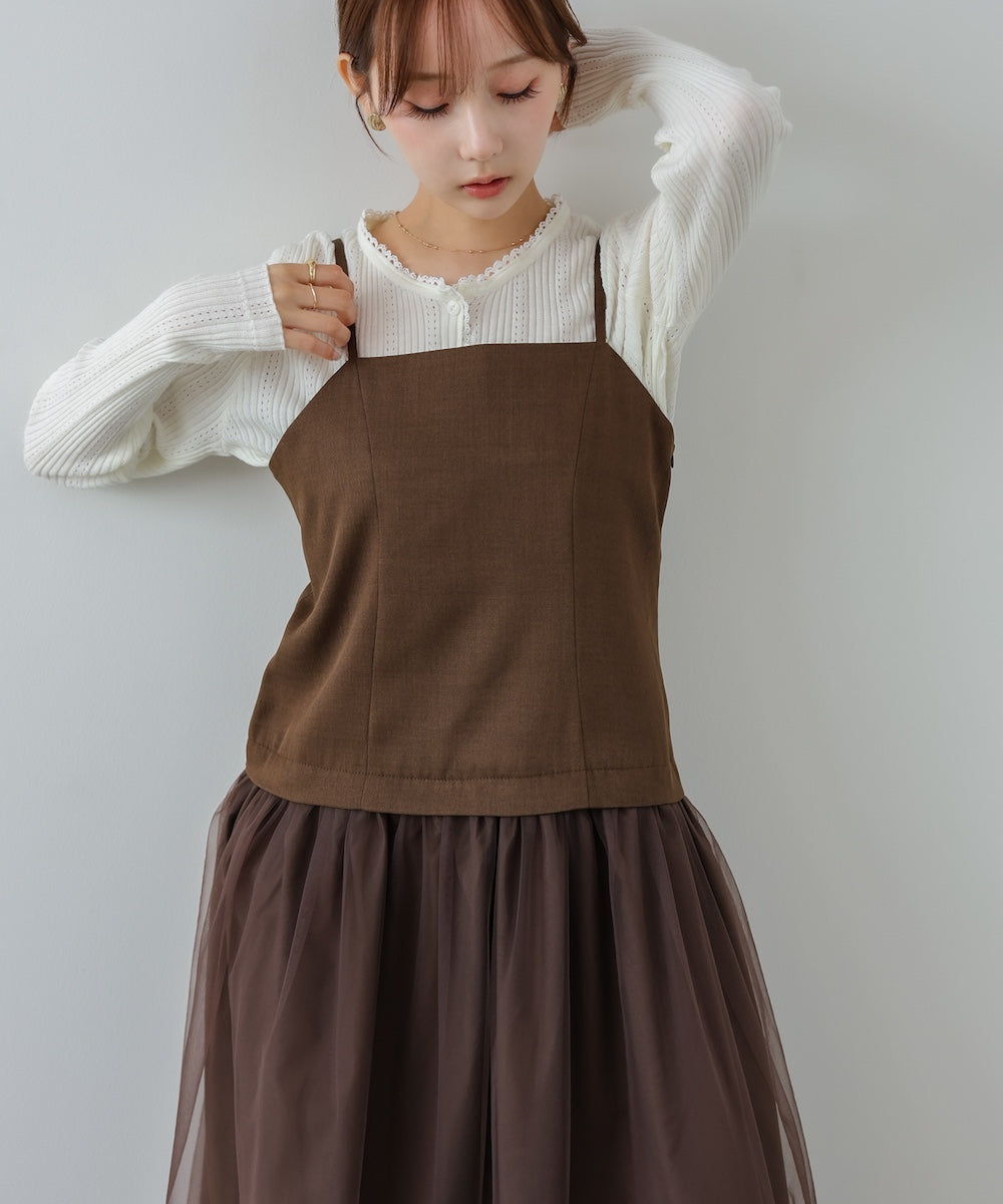 レイヤード風チュールキャミワンピース