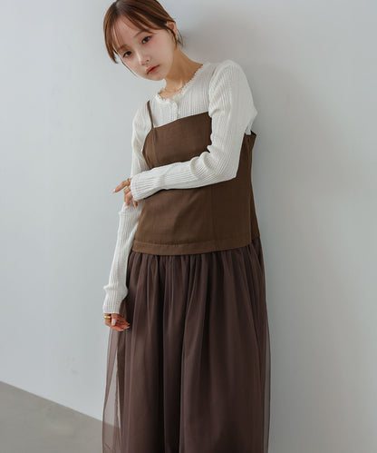 レイヤード風チュールキャミワンピース