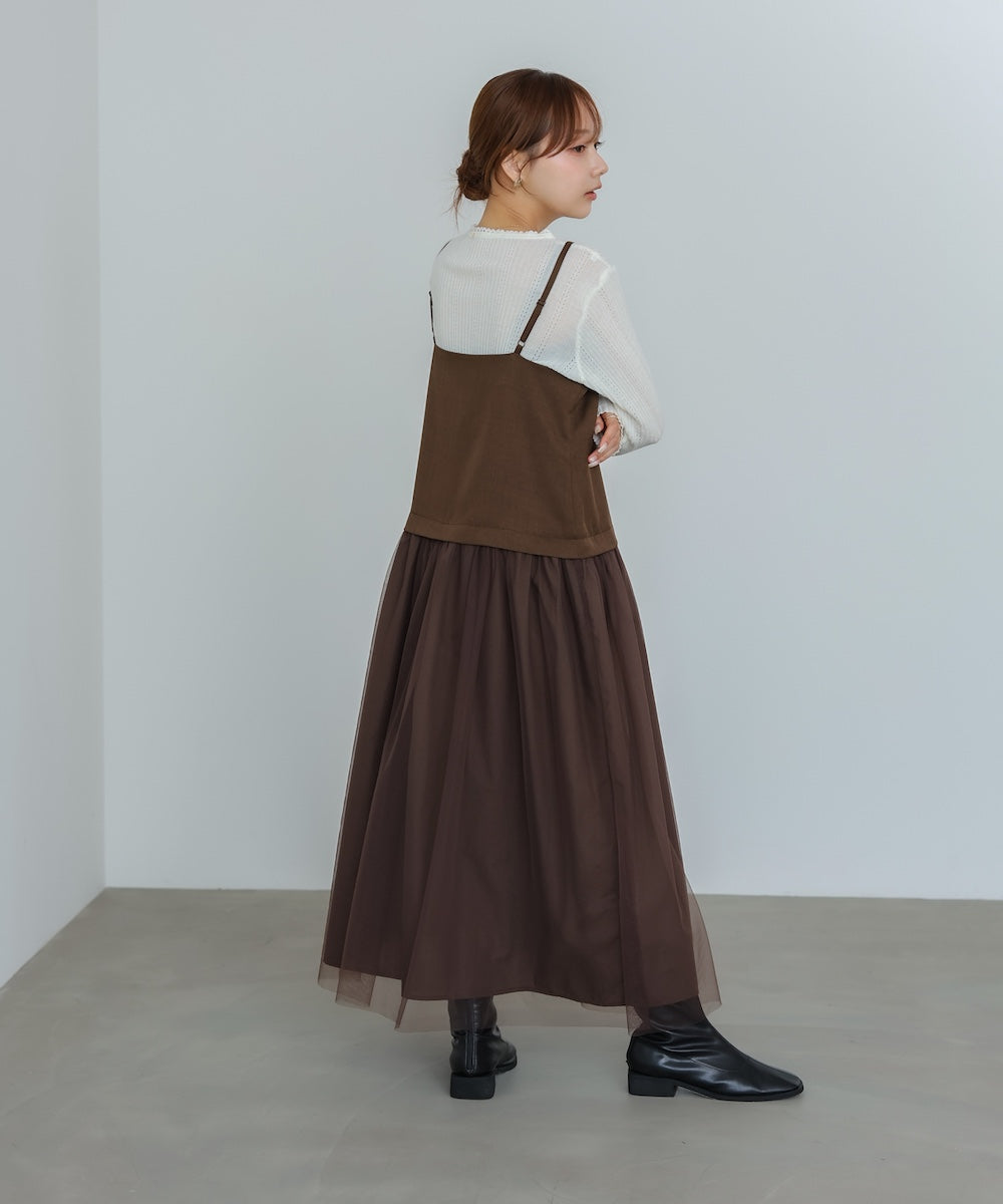 レイヤード風チュールキャミワンピース
