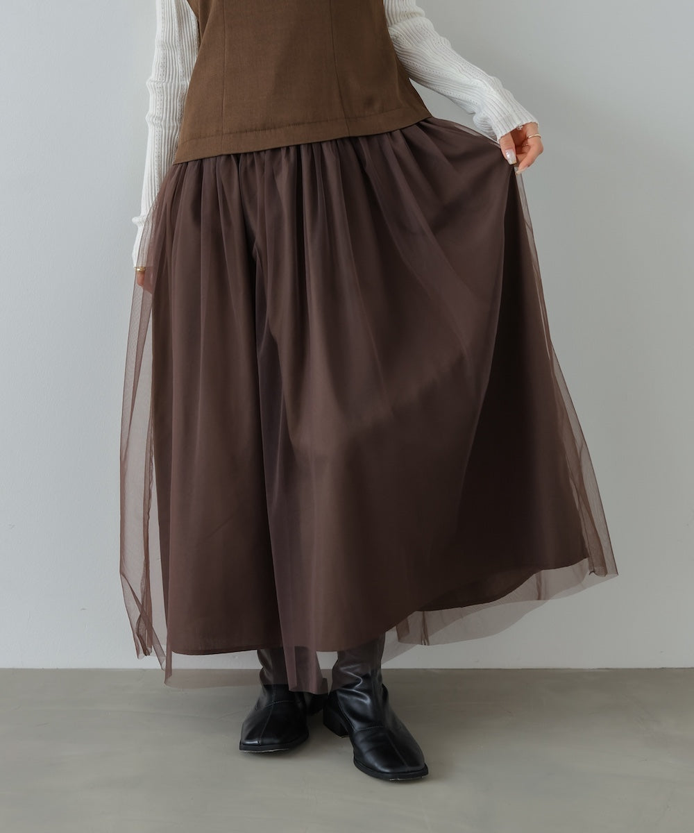 レイヤード風チュールキャミワンピース