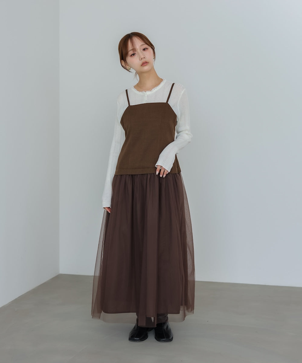 レイヤード風チュールキャミワンピース